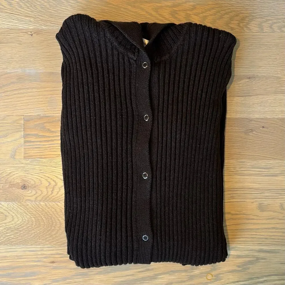 VTG Y2K Jones New York Heavy Long Cardigan Sweater Duster Brown Womens Large - Picture 7 of 7